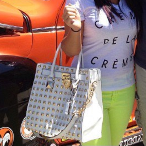 Michael Kors Studded Leather Satchel - Picture 2 of 5